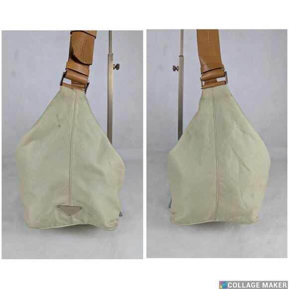 Authentic PRADA Tessuto Nylon Shoulder Bag Light Beige Cream Made in Italy - Picture 6 of 12